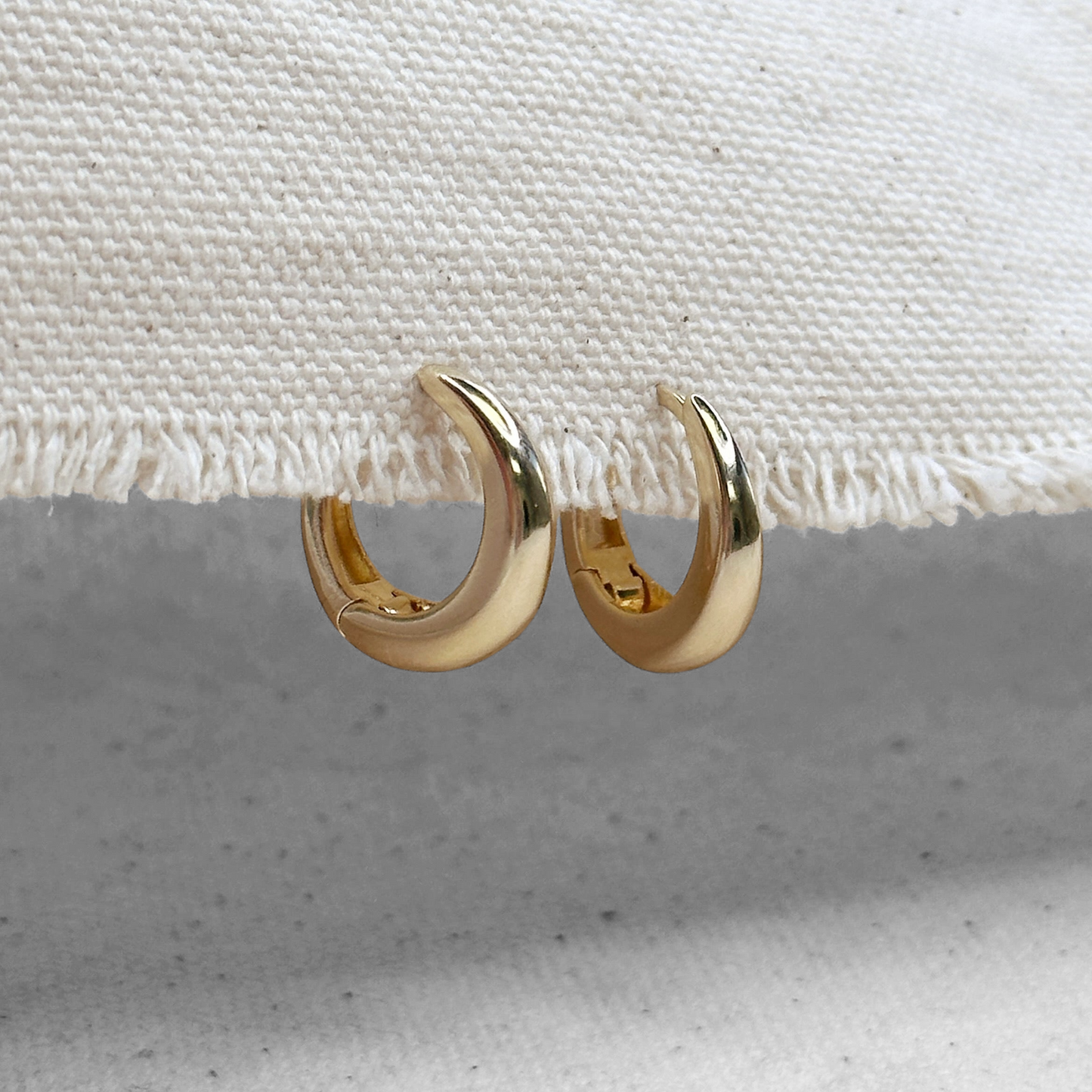 12mm British Closure Huggie Hoop 18k Gold Filled Earrings