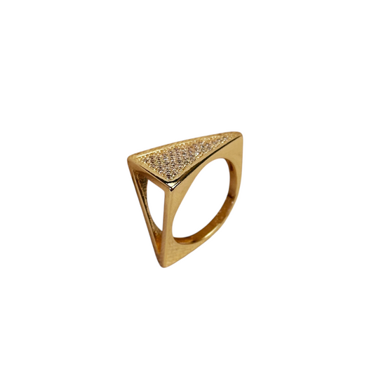 CZ Pavé Triangle 18k Gold Filled Ring