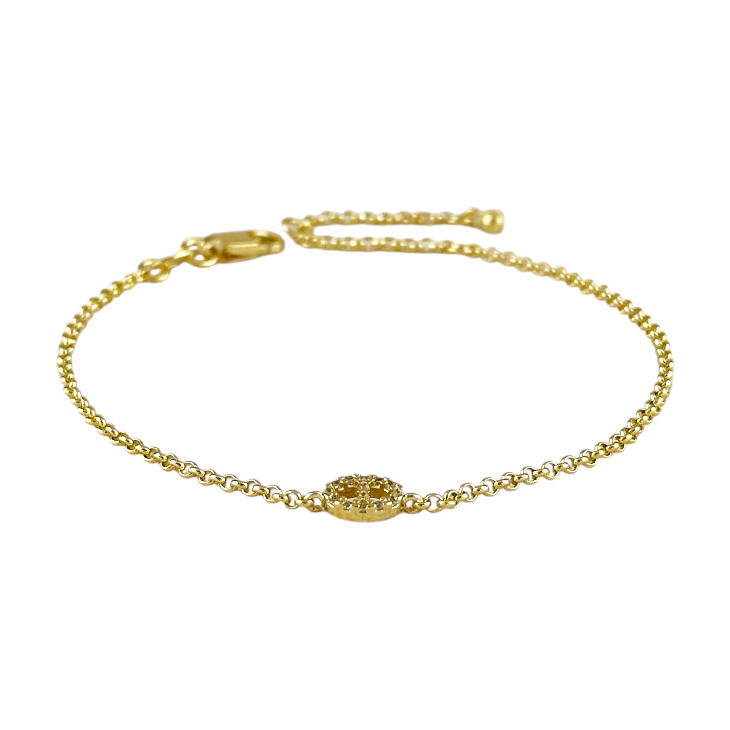 Pavé CZ Mariner Link 18k Gold Filled Bracelet