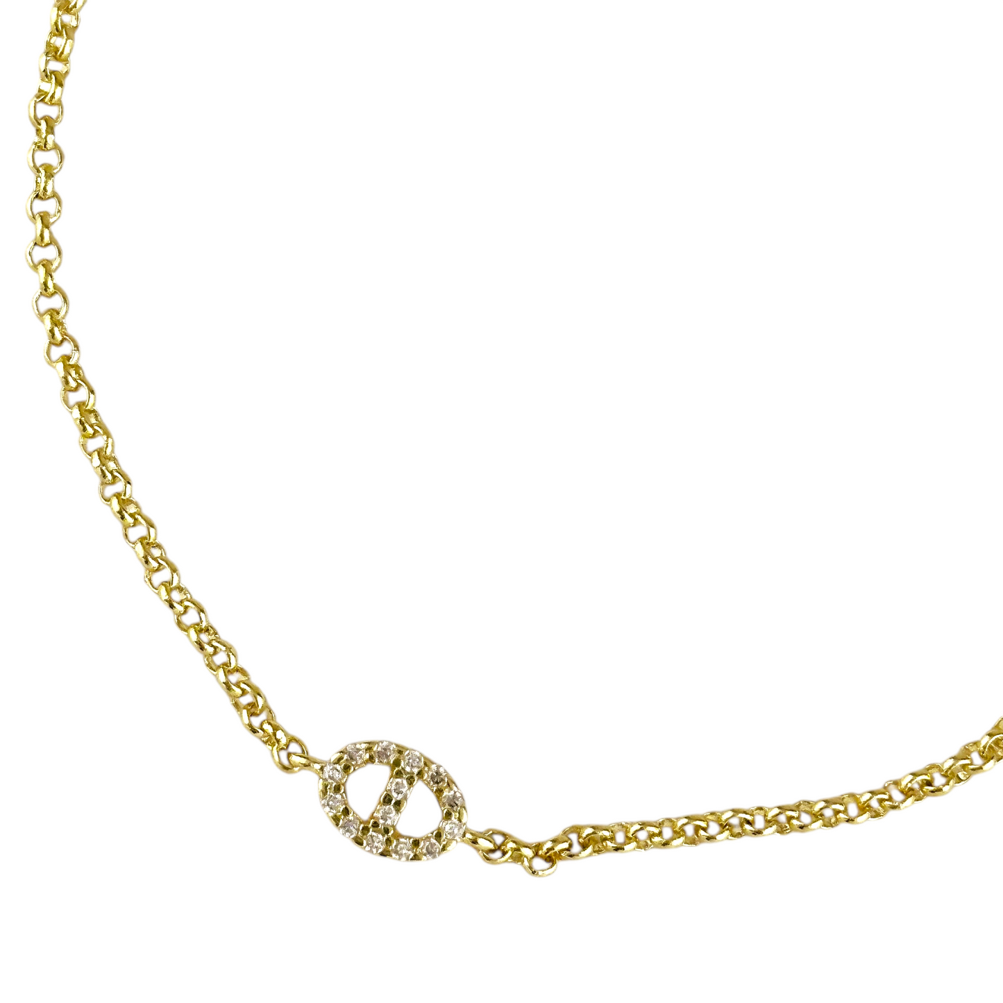 Pavé CZ Mariner Link 18k Gold Filled Bracelet