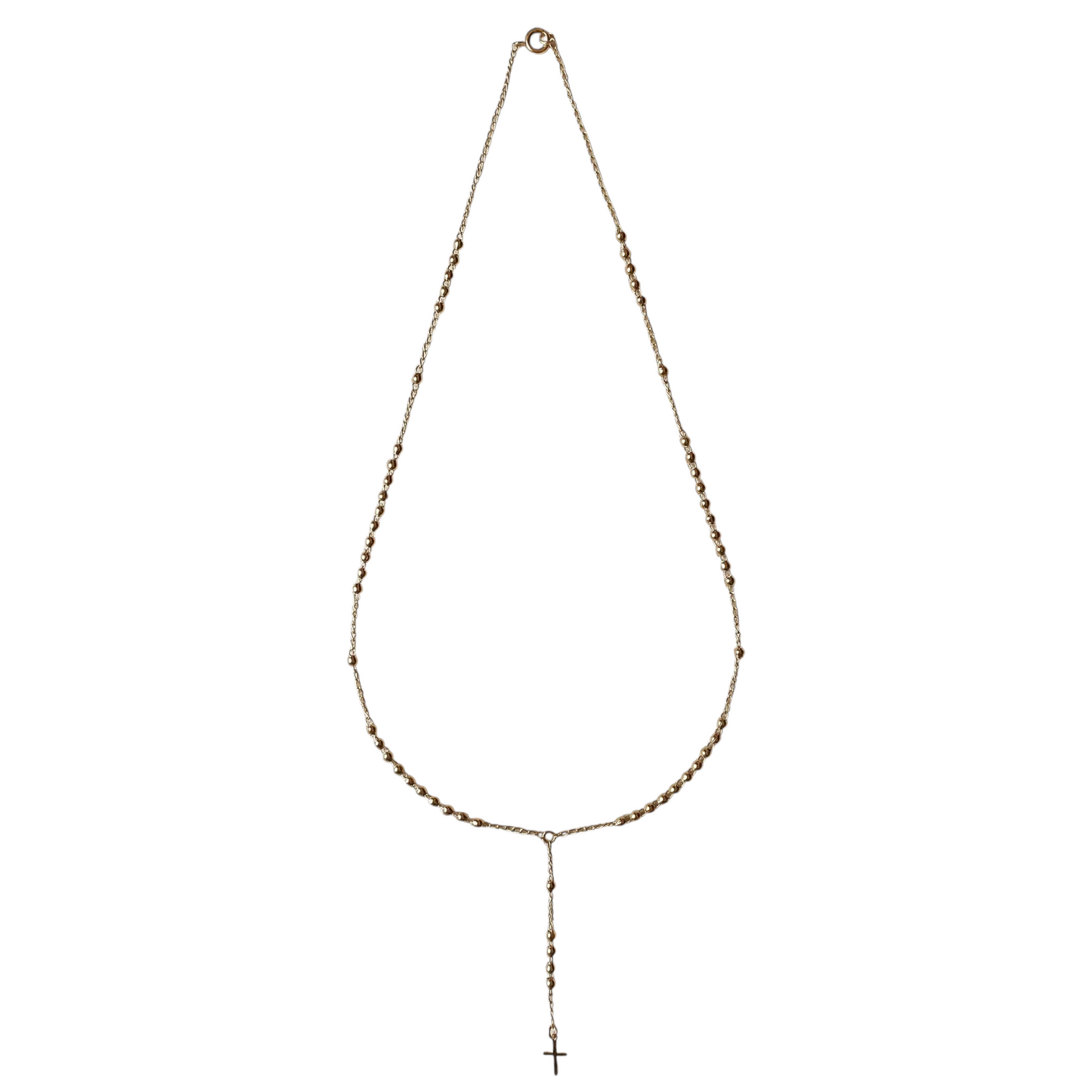 Simple Cross Rosary 18k Gold Filled Necklace