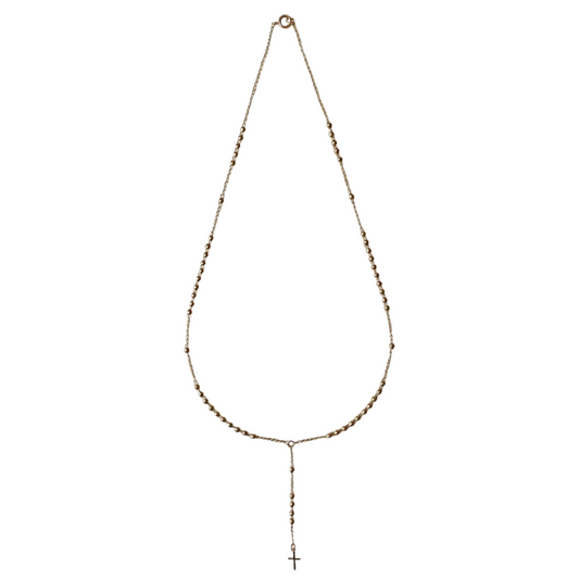 Simple Cross Rosary 18k Gold Filled Necklace