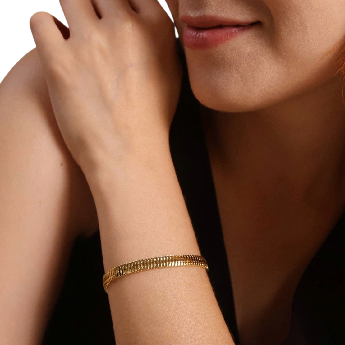 6mm Square Snake Chain 18K Gold Filled Bracelet