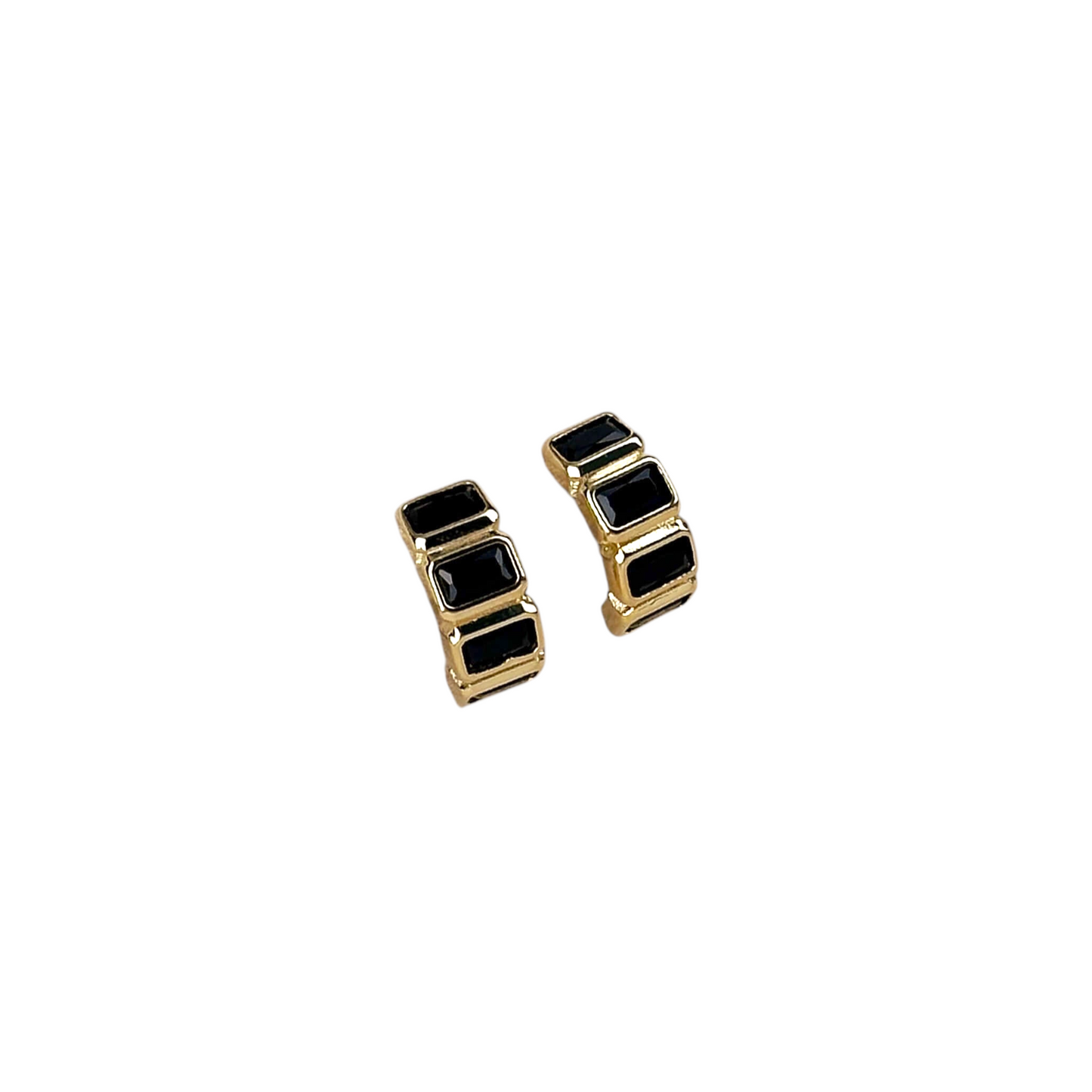 15mm Baguette CZ Stud 18k Gold Filled Earrings