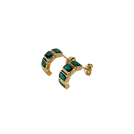 15mm Baguette CZ Stud 18k Gold Filled Earrings