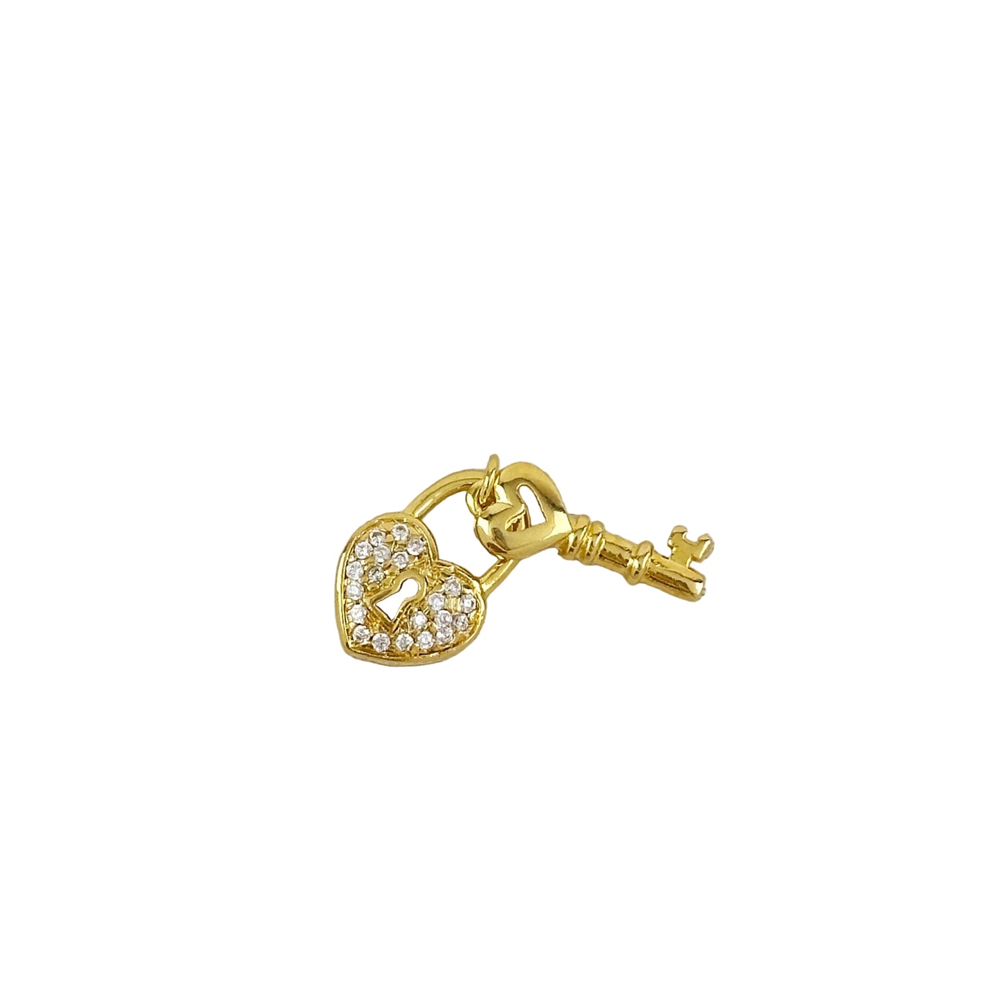 Heart Key CZ 12mm 18K Gold Filled Charm