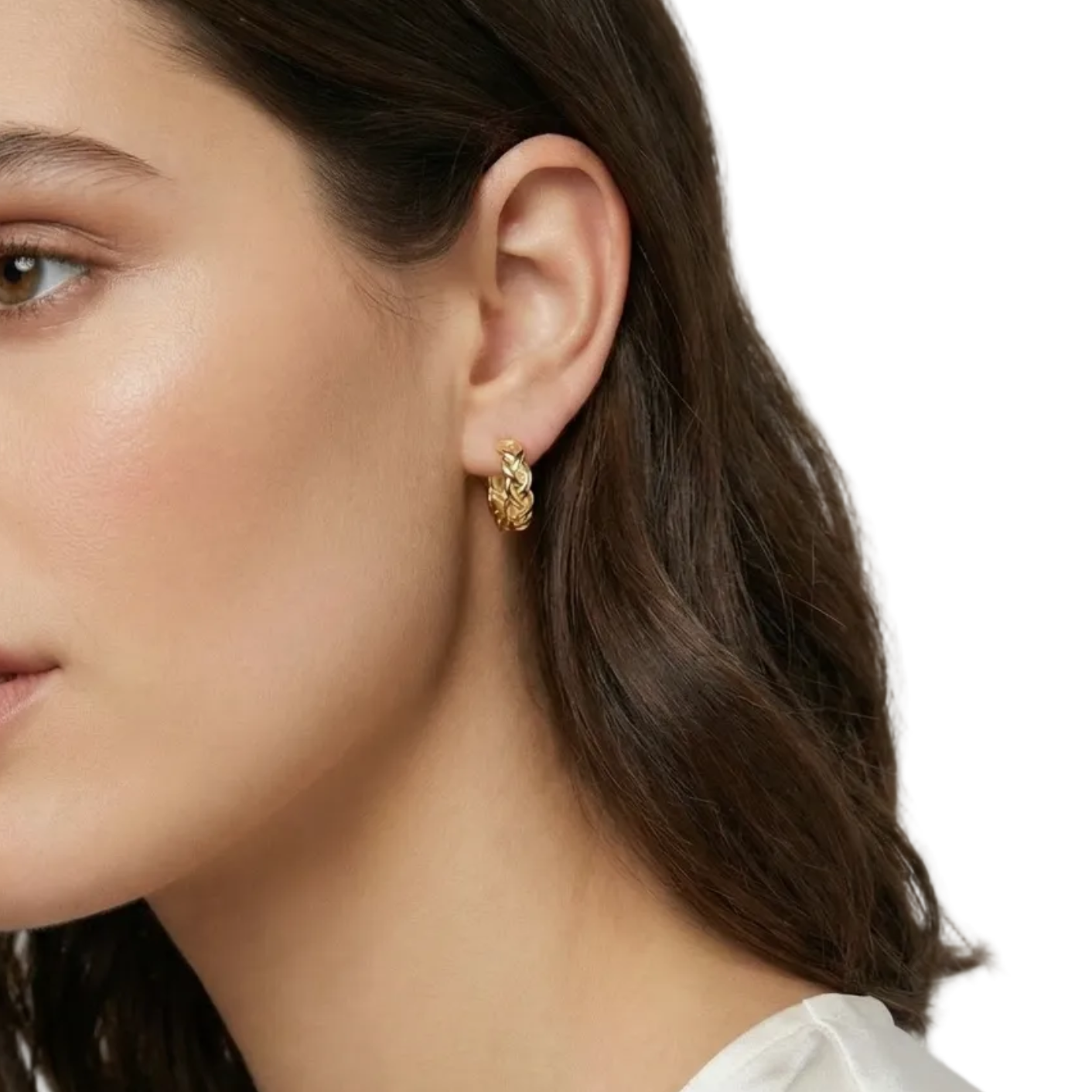 10mm Braided Huggie 18K Gold Filled Hoop Earrings