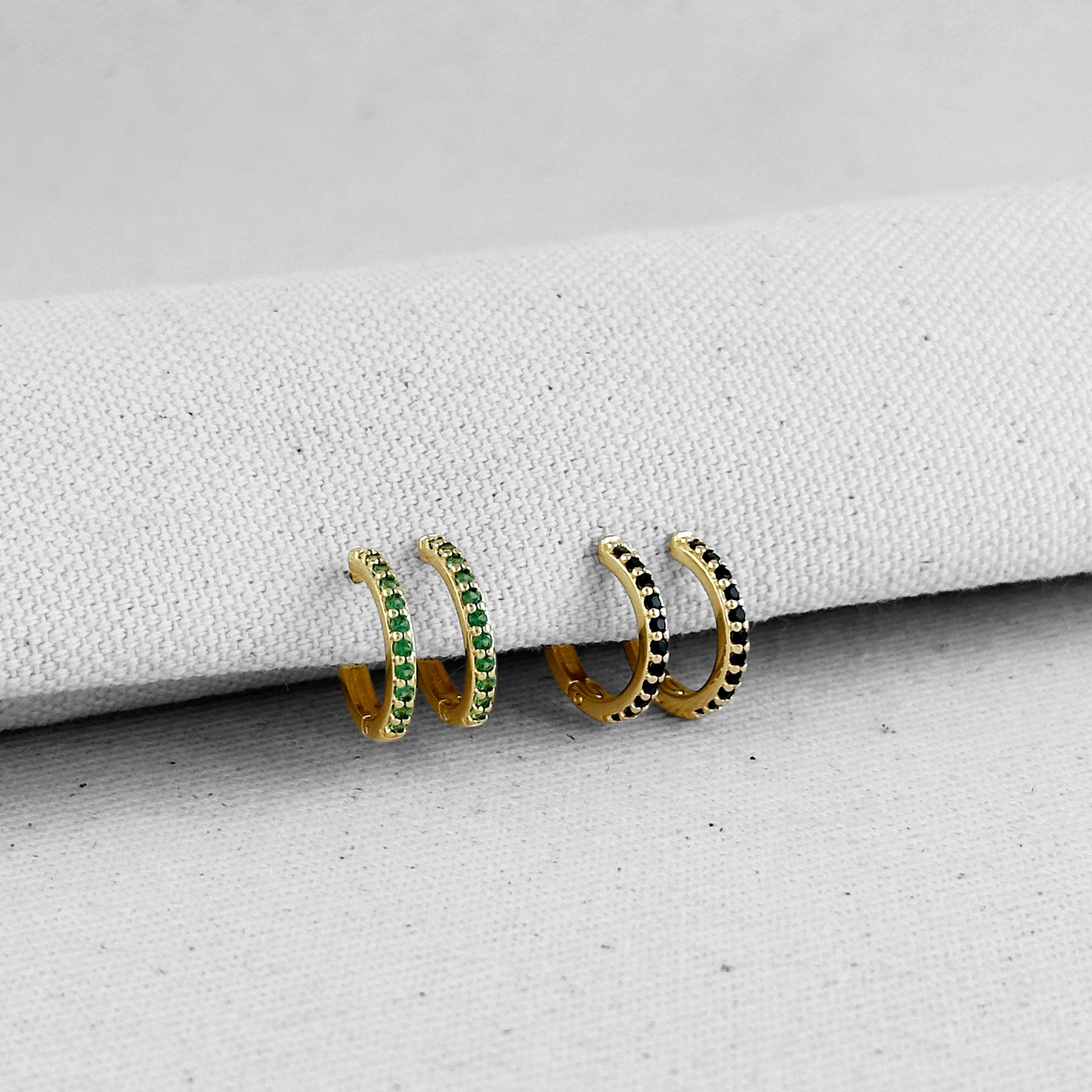 15mm CZ Huggie Hoop 18k Gold Filled Earrings