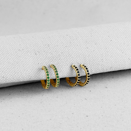 15mm CZ Huggie Hoop 18k Gold Filled Earrings