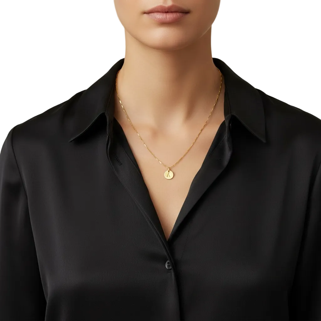Initial Letter Round 6mm 18K Gold Filled Charm