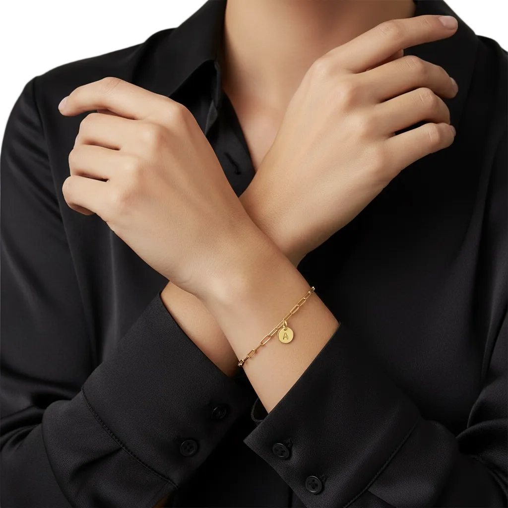 Initial Letter Round 6mm 18K Gold Filled Charm