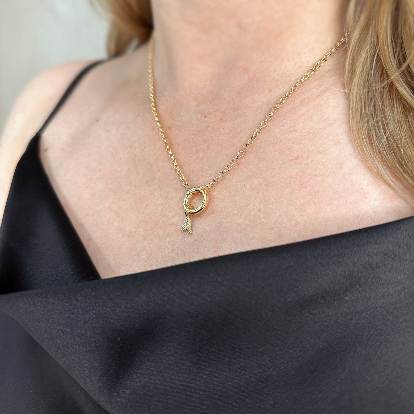 12mm Pavé Initial Letter 18k Gold Filled Charm