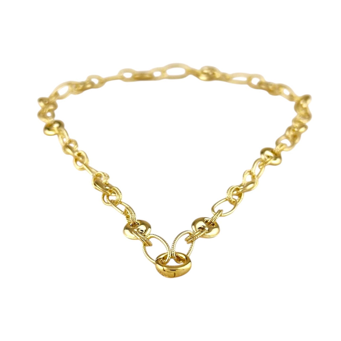 Mariner Oval Interlocking Link With Snap Clasp Chain 18k Gold Filled Necklace