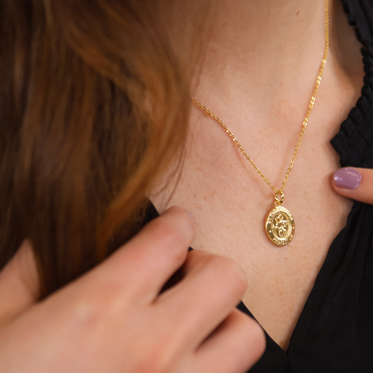 Saint Christopher Medal Pendant in 18K gold-filled, view 4