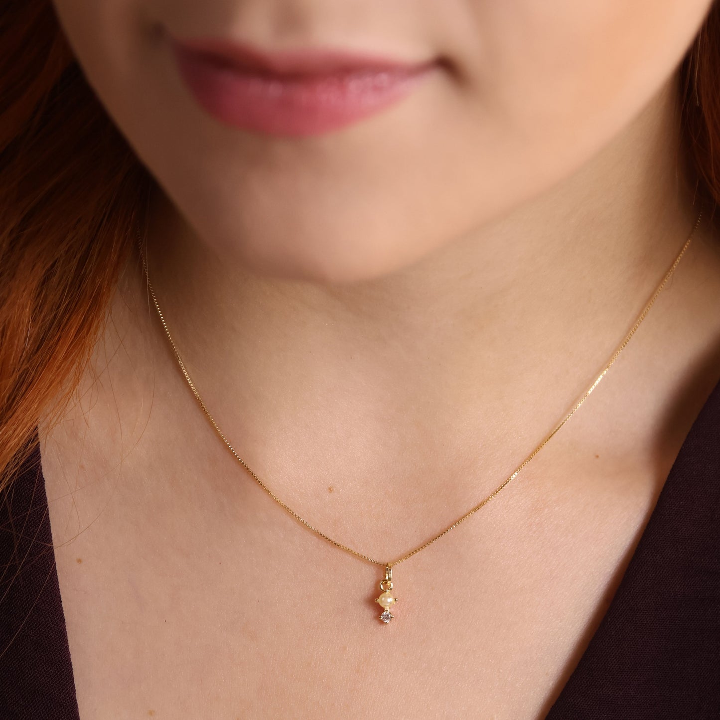 Pearl and Crystal 18K Gold Filled Pendant Necklace