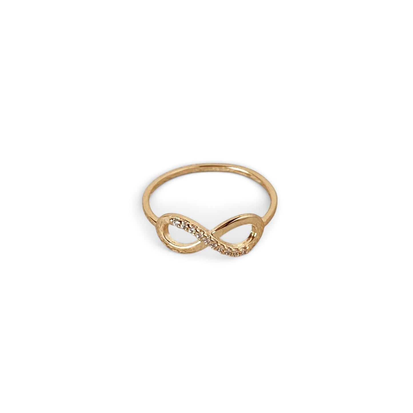 Infinity CZ Ring in 18K Gold Filled on white background