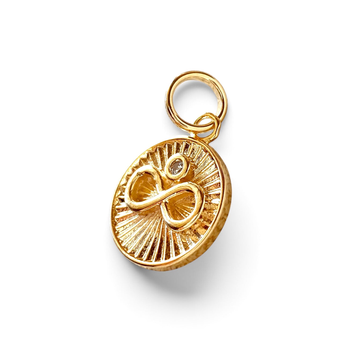 Infinity Medallion CZ 18mm 18K Gold Filled Pendant