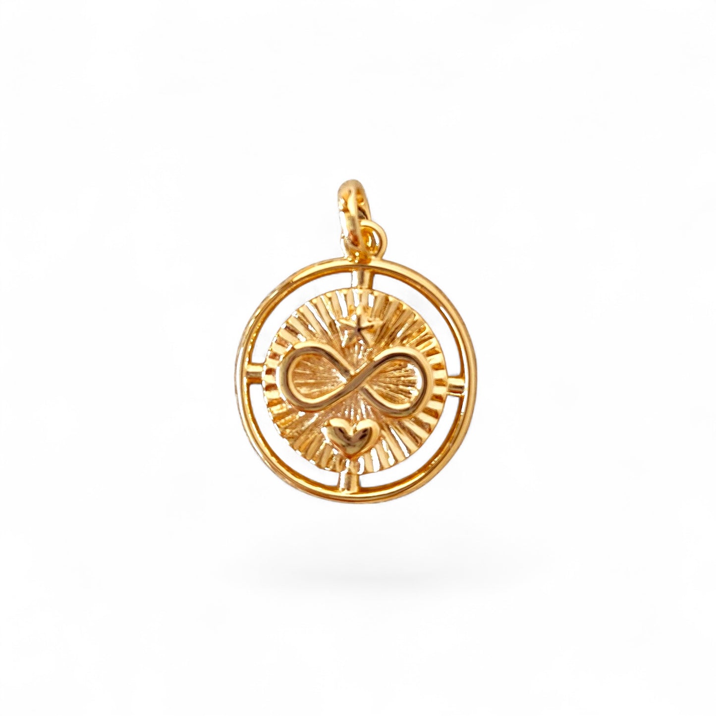 Infinity Star Heart Medallion 23mm 18K Gold Filled Pendant