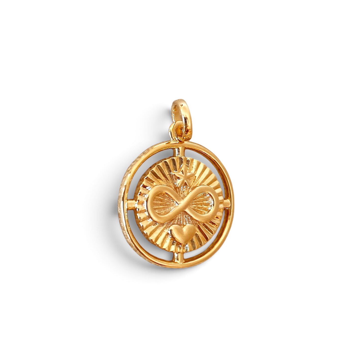 Infinity Star Heart Medallion 23mm 18K Gold Filled Pendant