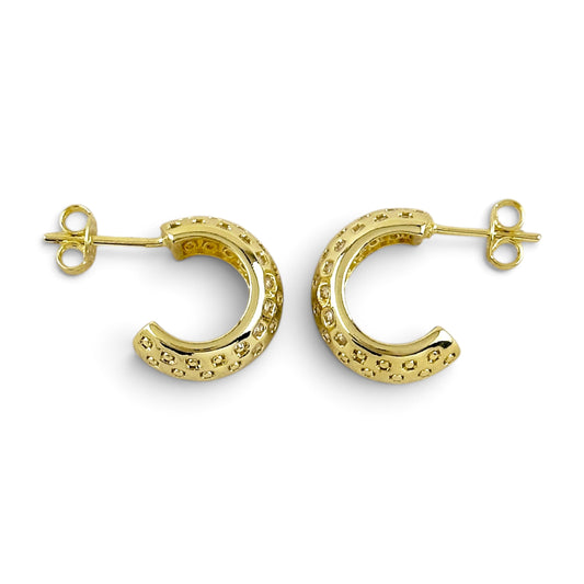 Inset CZ Open Hoop Earrings Sideview
