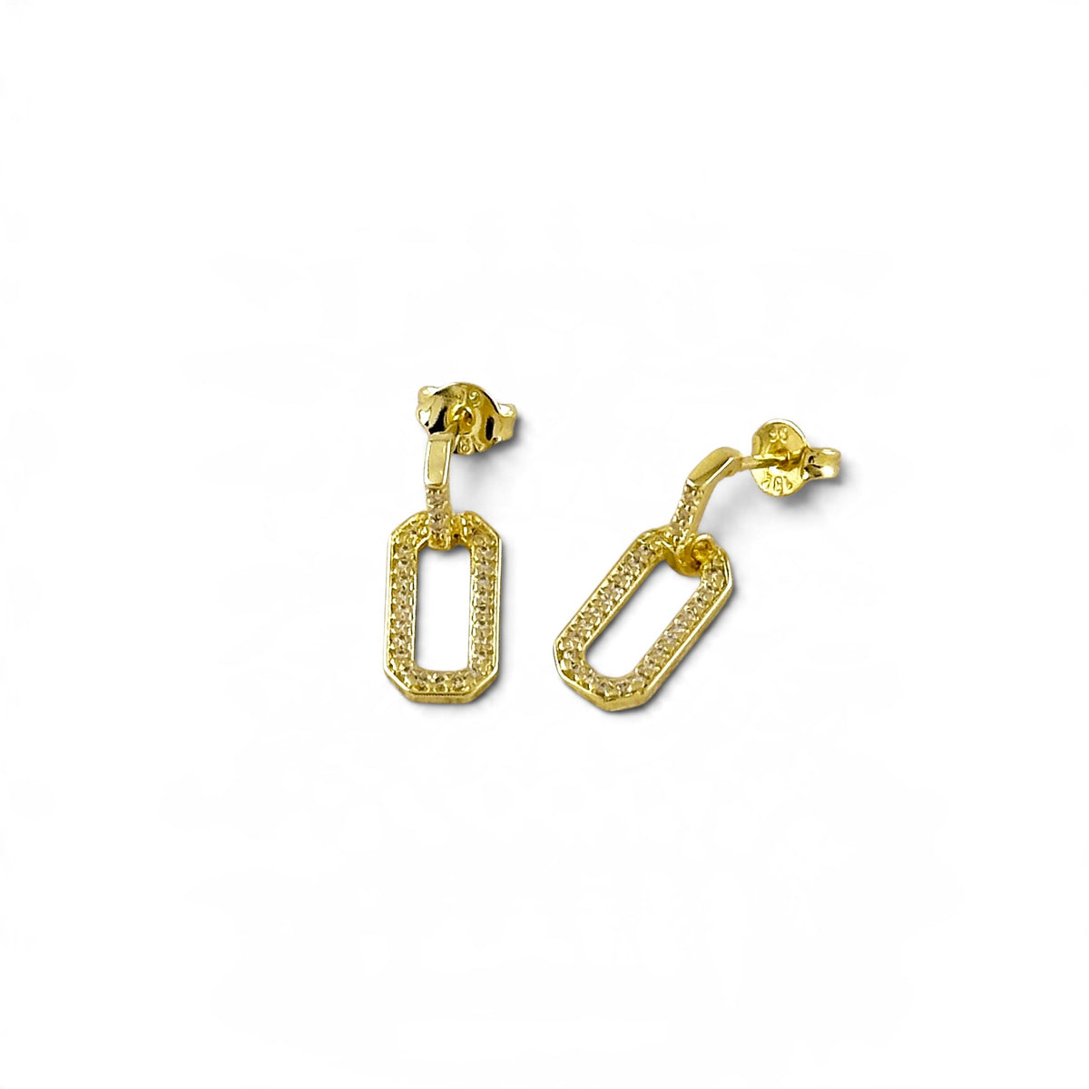 Interlocking Rectangle CZ Drop Earrings