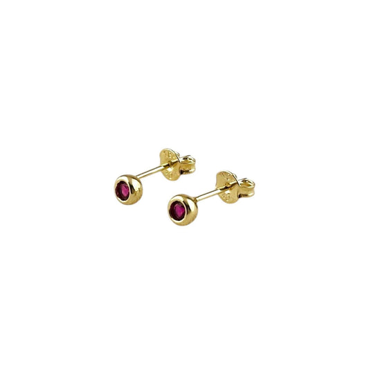 Birthstone Round Bezel 4mm 18K Gold Filled Stud Earrings