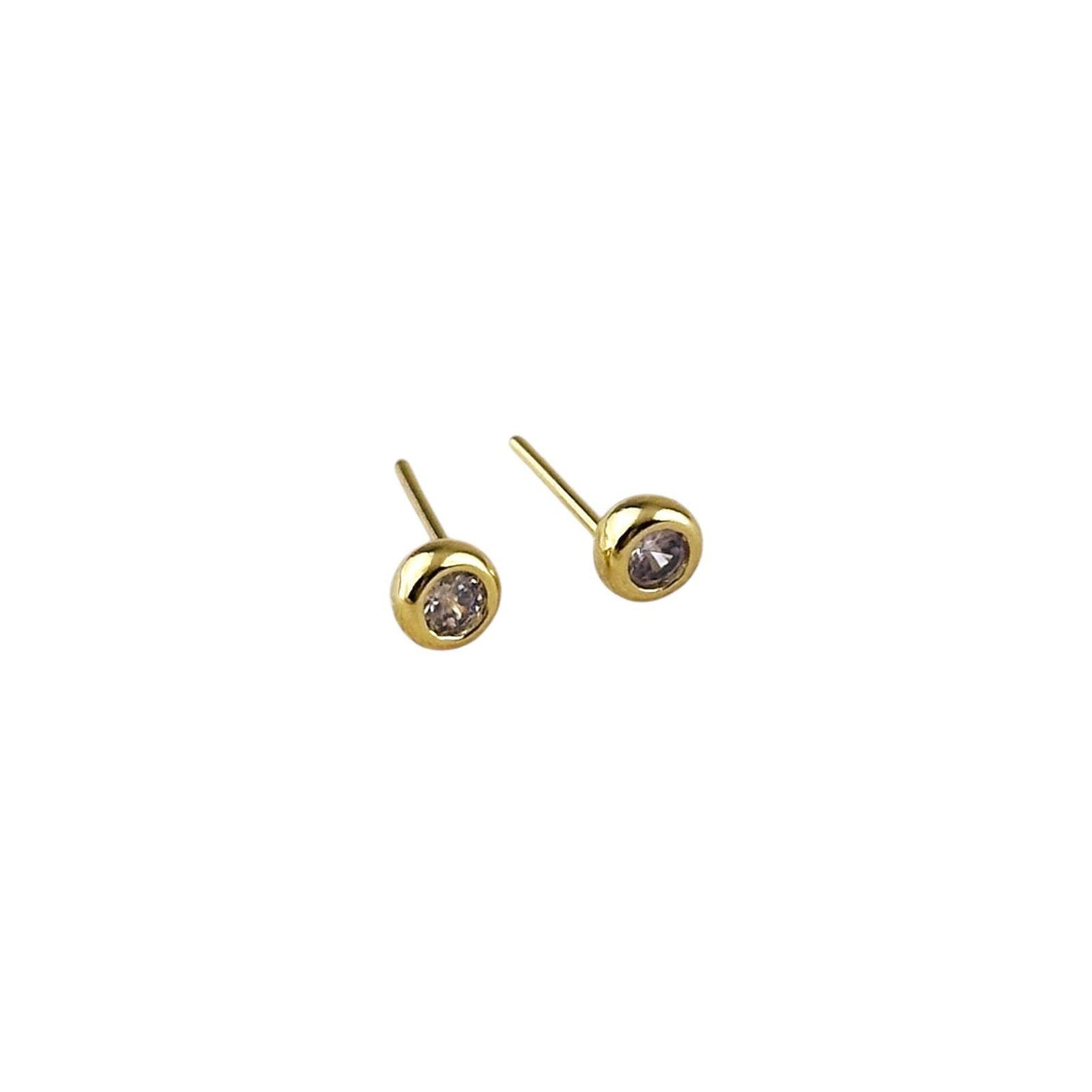 Round Birthstone Stud 18K Gold Filled Earrings