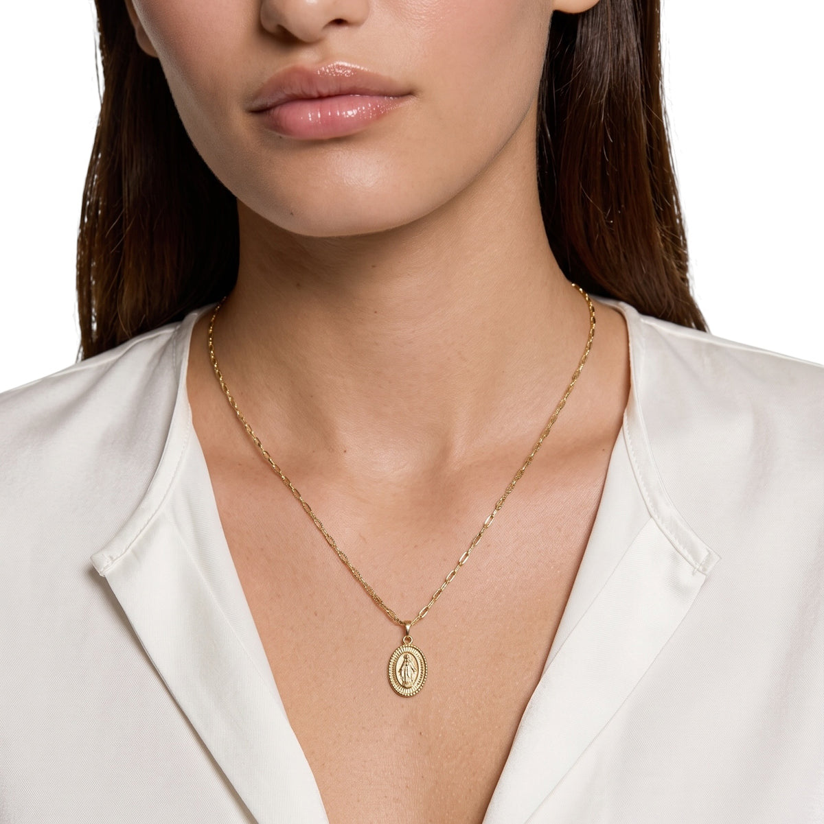 Lady of Grace Pendant on Model