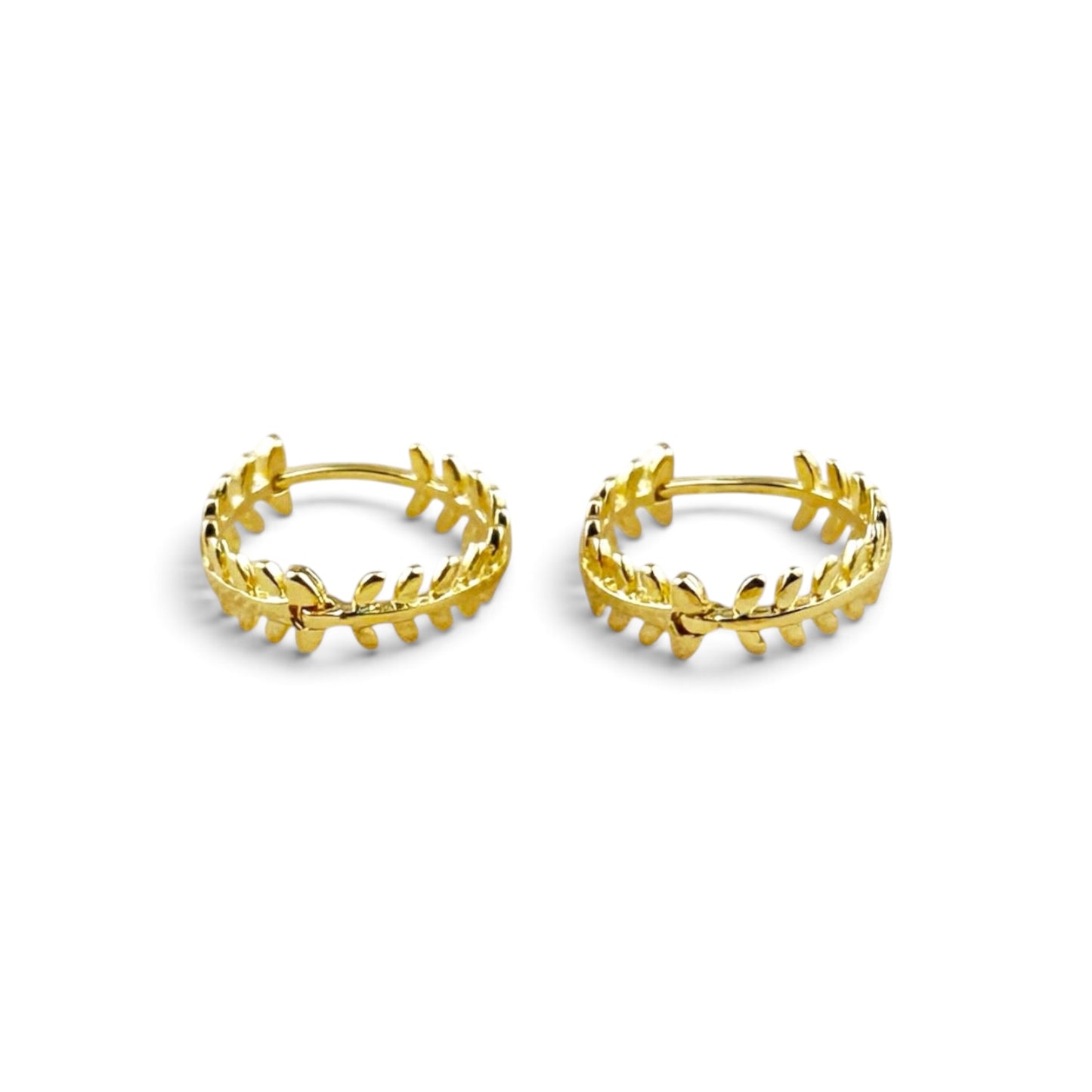 Large Leaf Huggie Hoop Earrings 