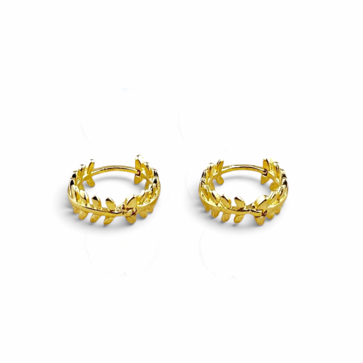 Leaf Huggie Hoop Earrings 