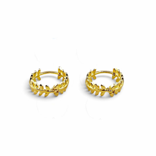 Leaf Huggie Hoop Earrings 