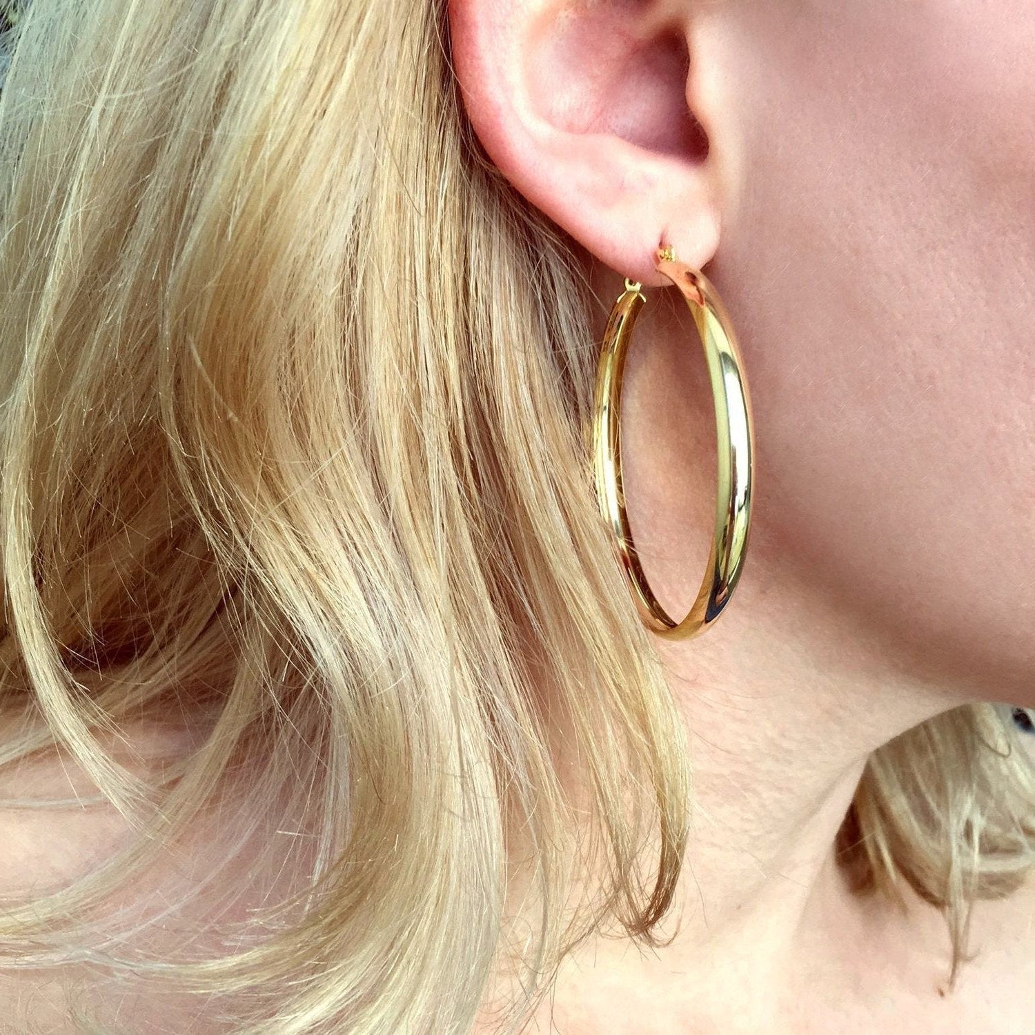 GoldFi Light 18k Gold Filled Hoop Earrings 50mm Diameter