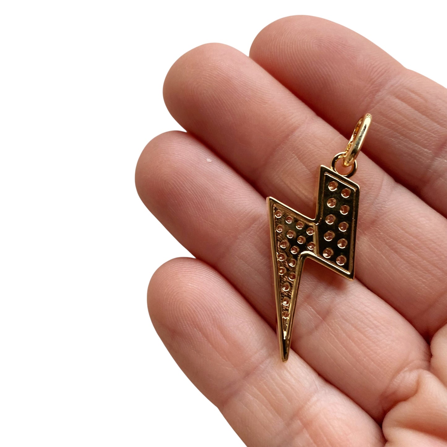 Lightning Bolt Pavé CZ 38mm 18K Gold Filled Pendant