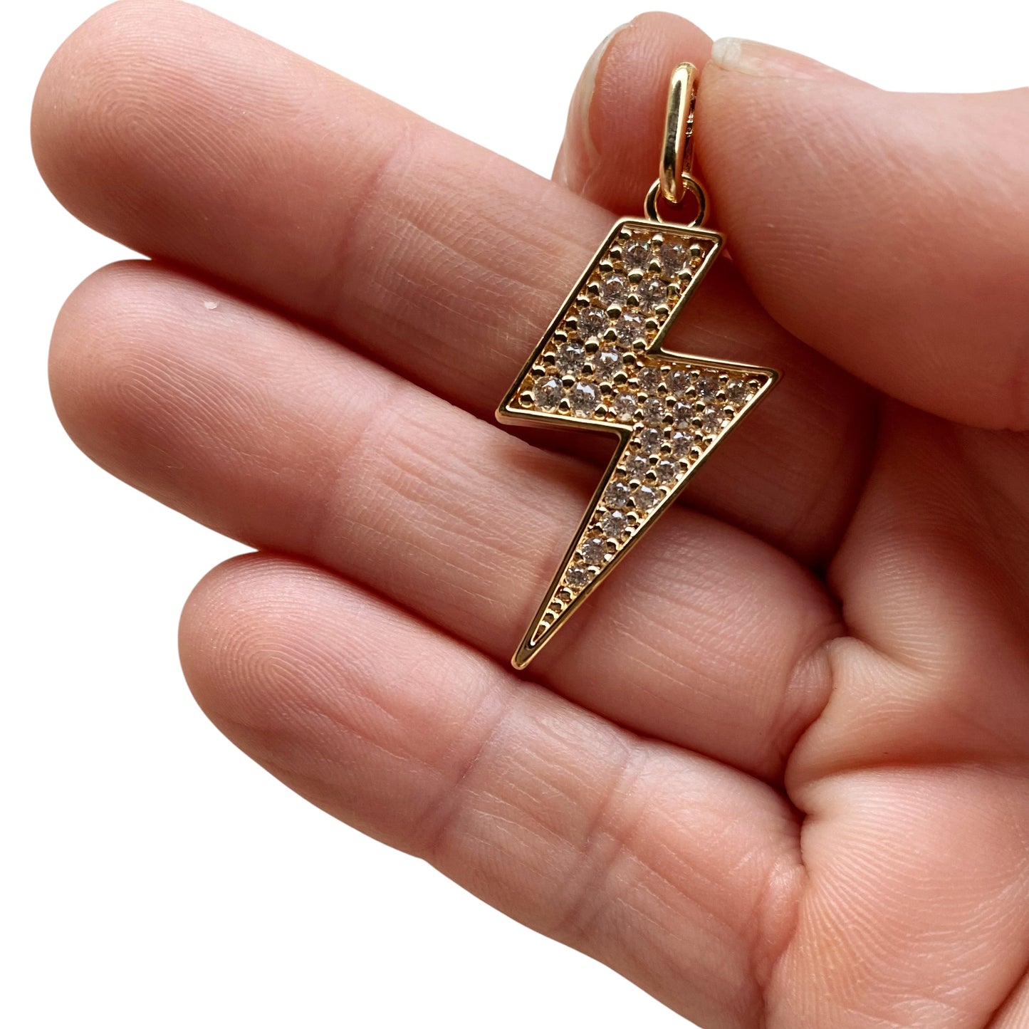 Lightning Bolt Pavé CZ 38mm 18K Gold Filled Pendant