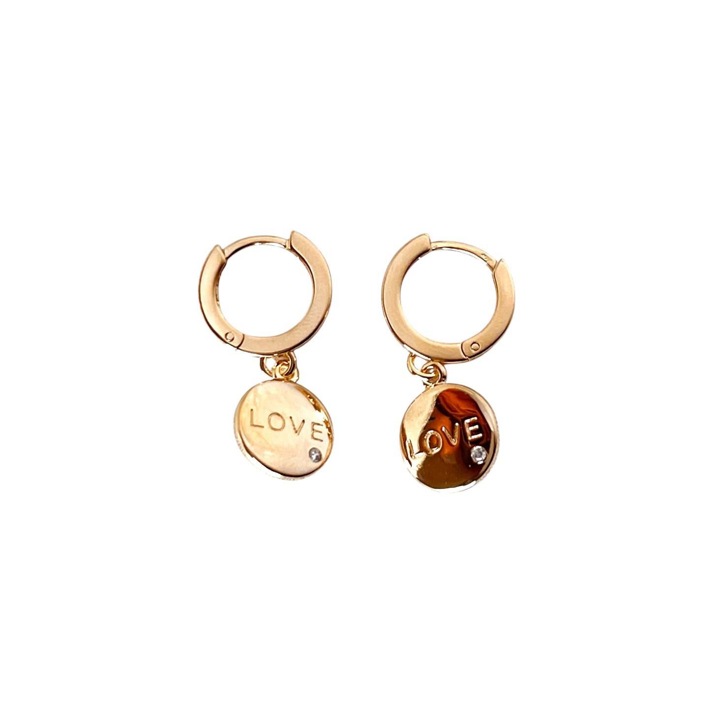 Love Script 12mm 18K Gold Filled Hoop Earrings