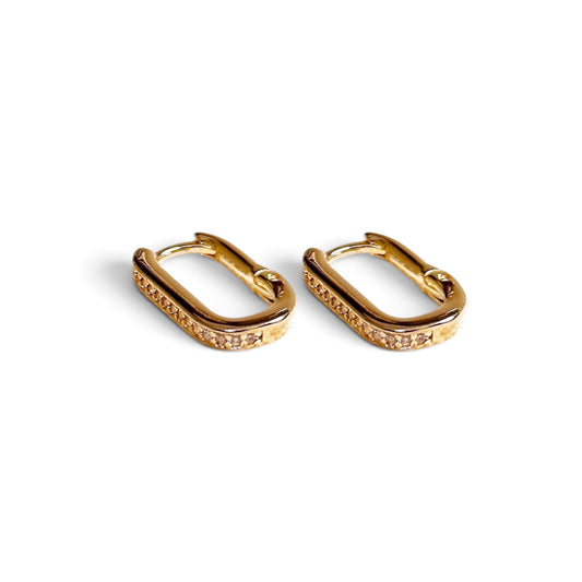 Micro CZ Rectangle Huggie Earrings