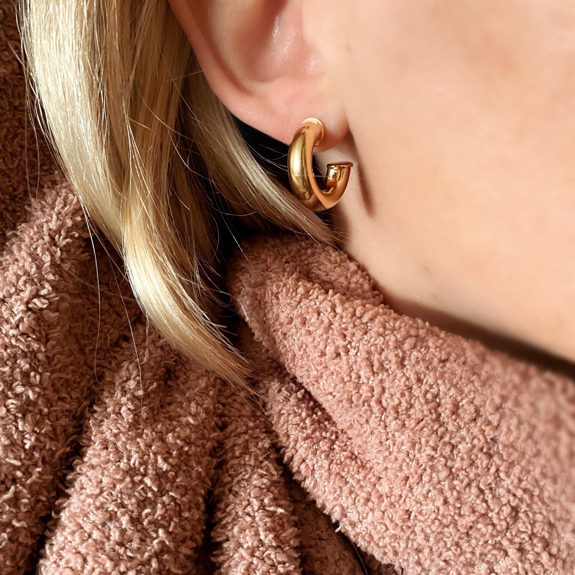 GoldFi Mini Chubby C Hoop Earrings