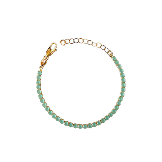 Mint CZ 3mm 18K Gold Filled Riviera Bracelet