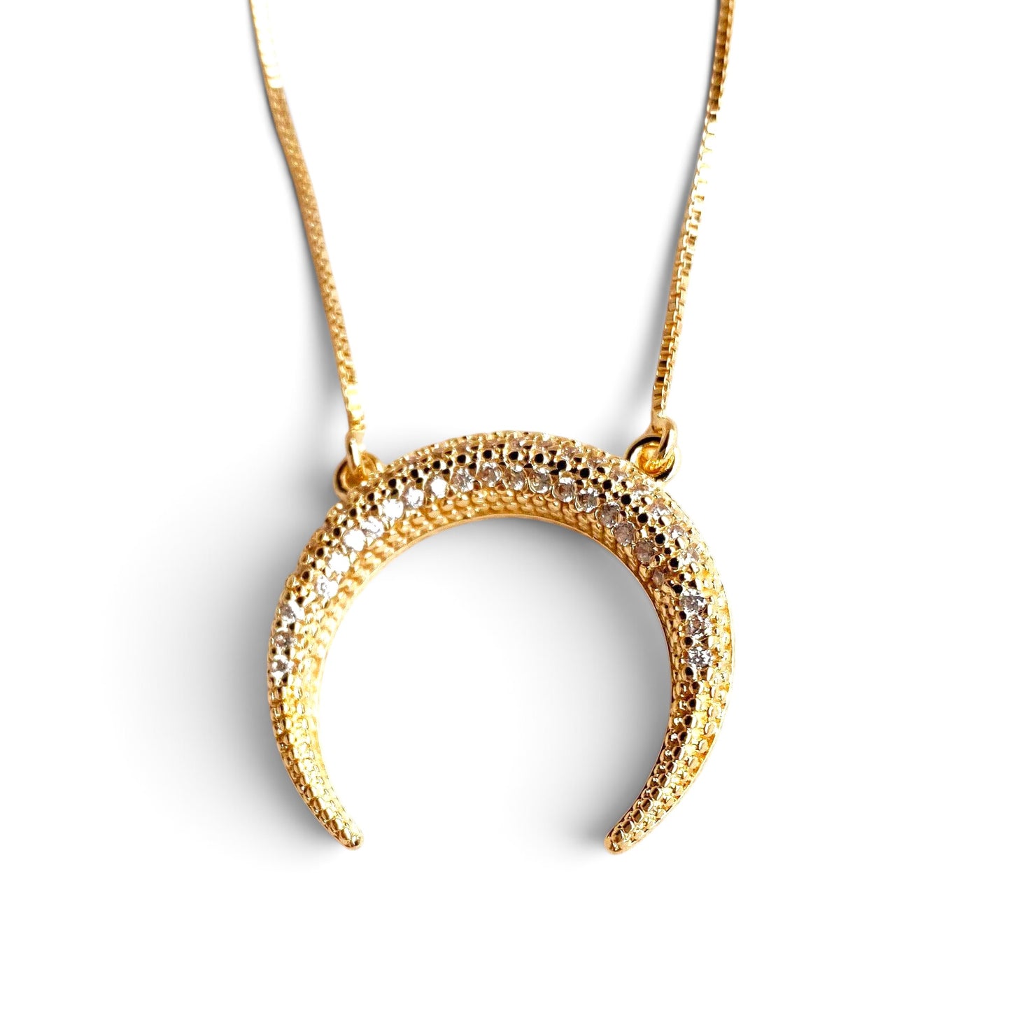 Moon Pavé CZ 18K Gold Filled Necklace