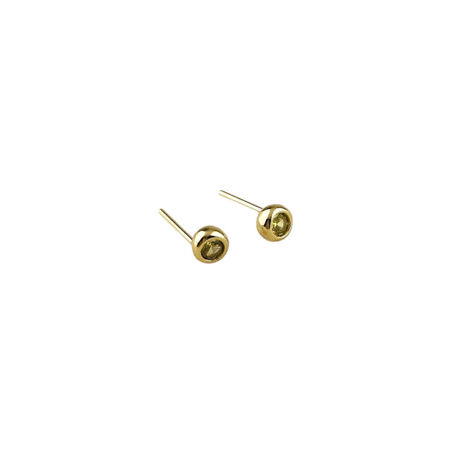 Round Birthstone Stud 18K Gold Filled Earrings