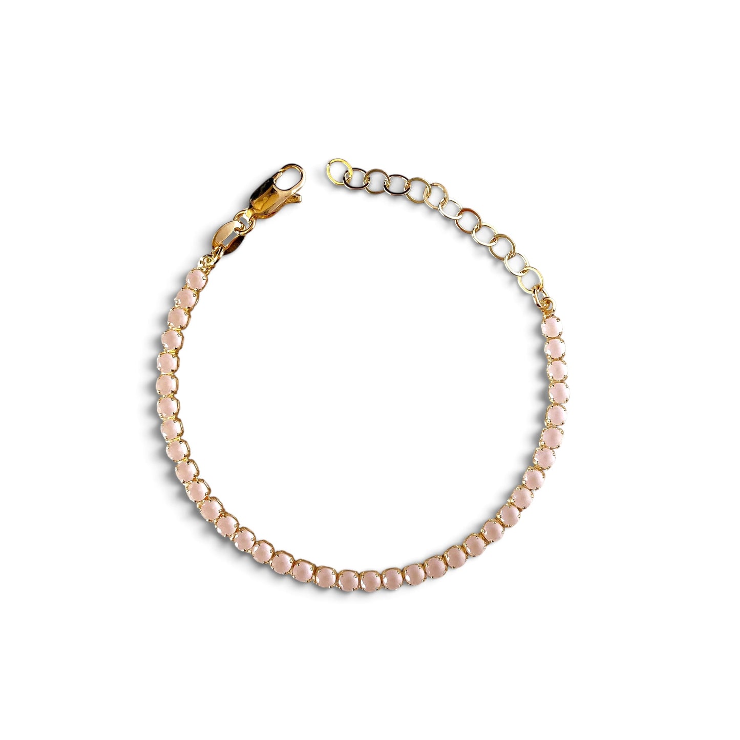 Nude Pink CZ 3mm 18K Gold Filled Riviera Bracelet