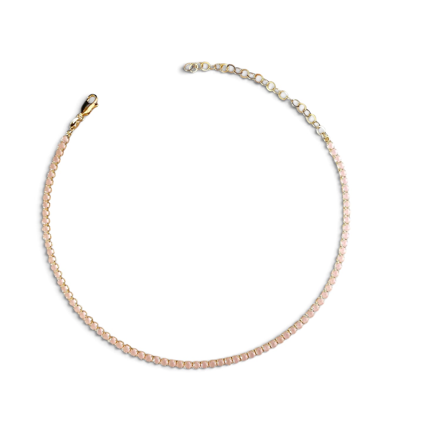Nude Pink CZ 3mm 18K Gold Filled Riviera Necklace