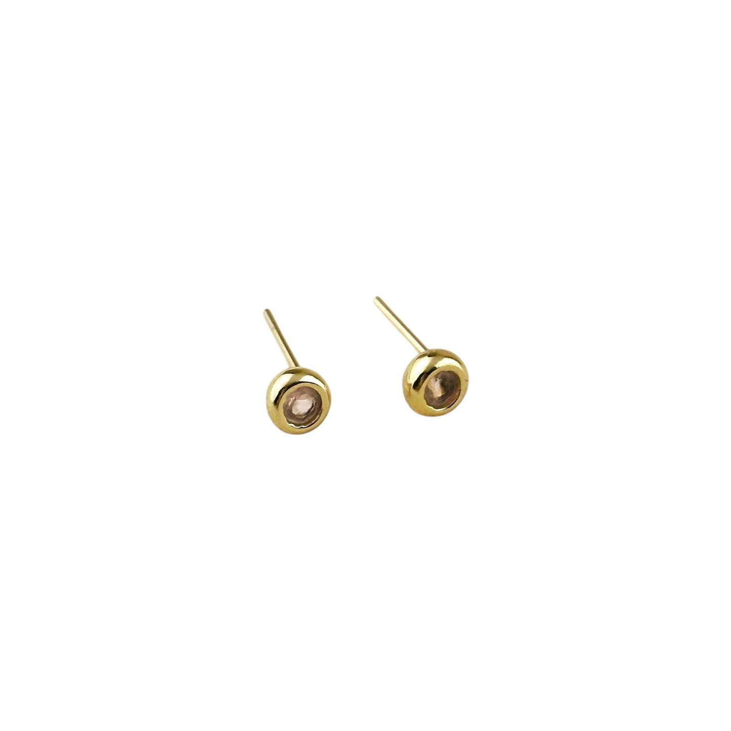 Round Birthstone Stud 18K Gold Filled Earrings