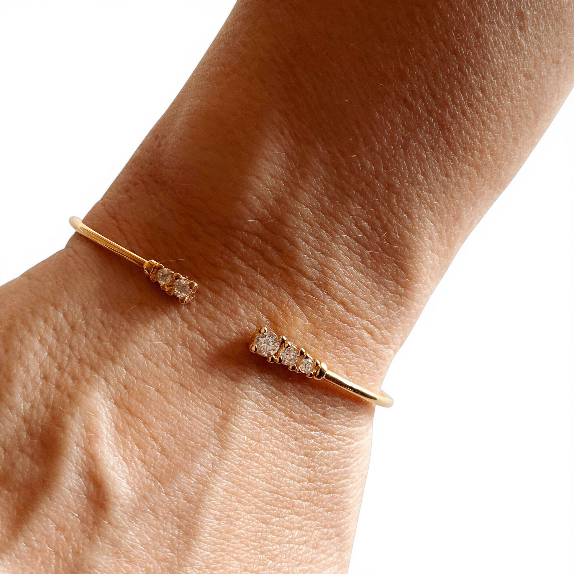Open CZ Cuff Bracelet on arm