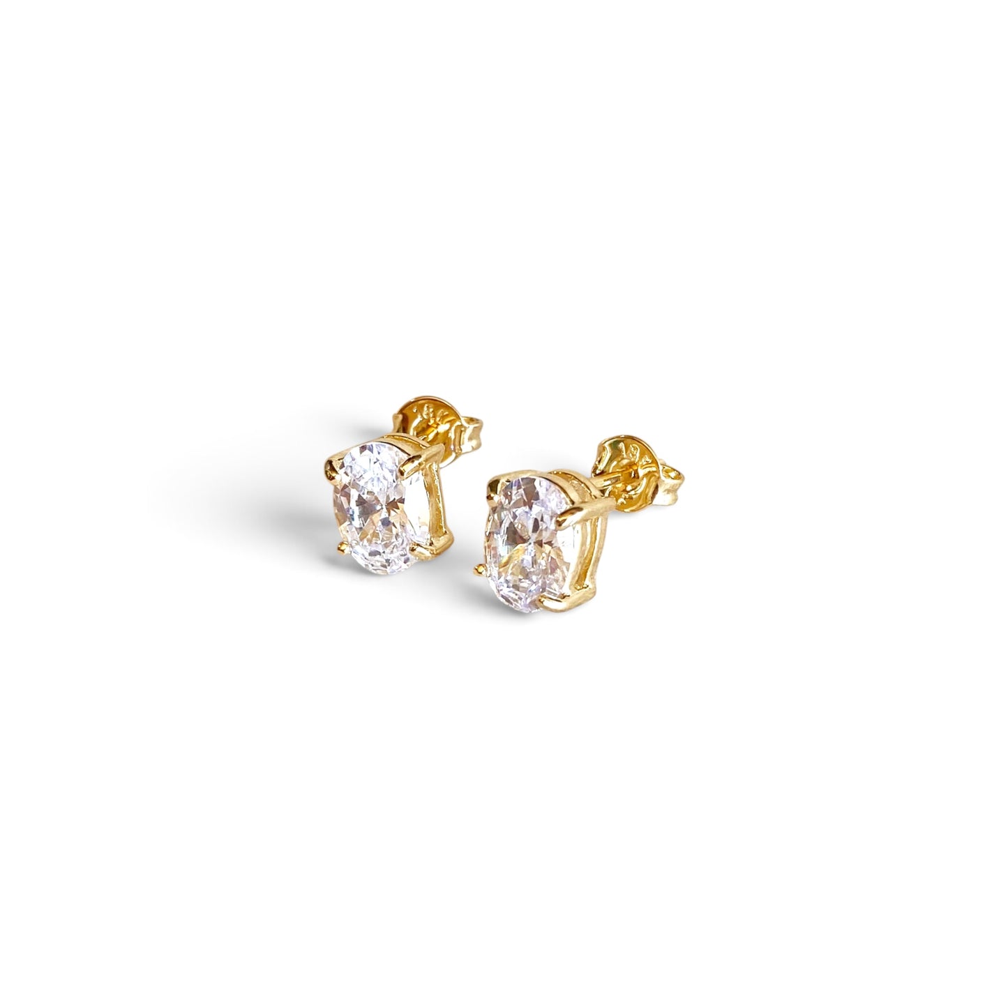 Oval Clear CZ 7mm 18K Gold Filled Stud Earrings