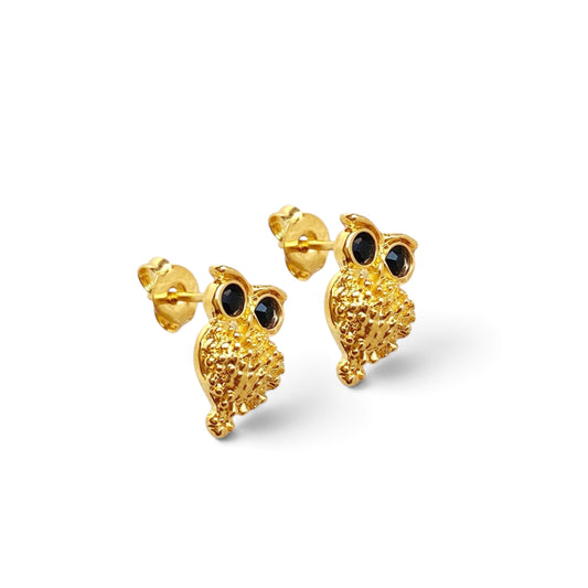 Owl Crystal Eyes Stud Earrings