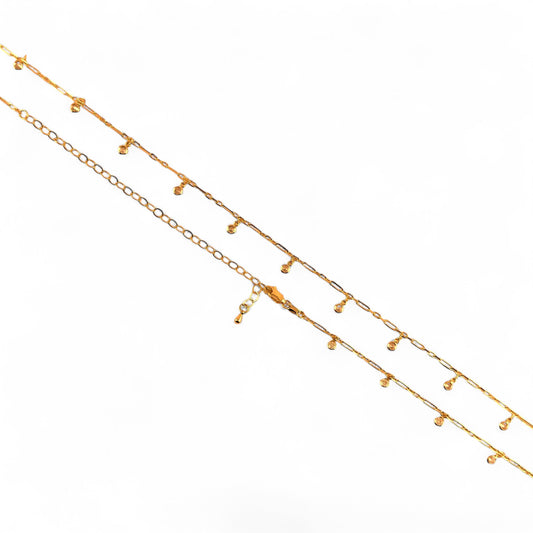 Paperclip Chain Belly Chain with CZ Drops in 18K Gold Filled