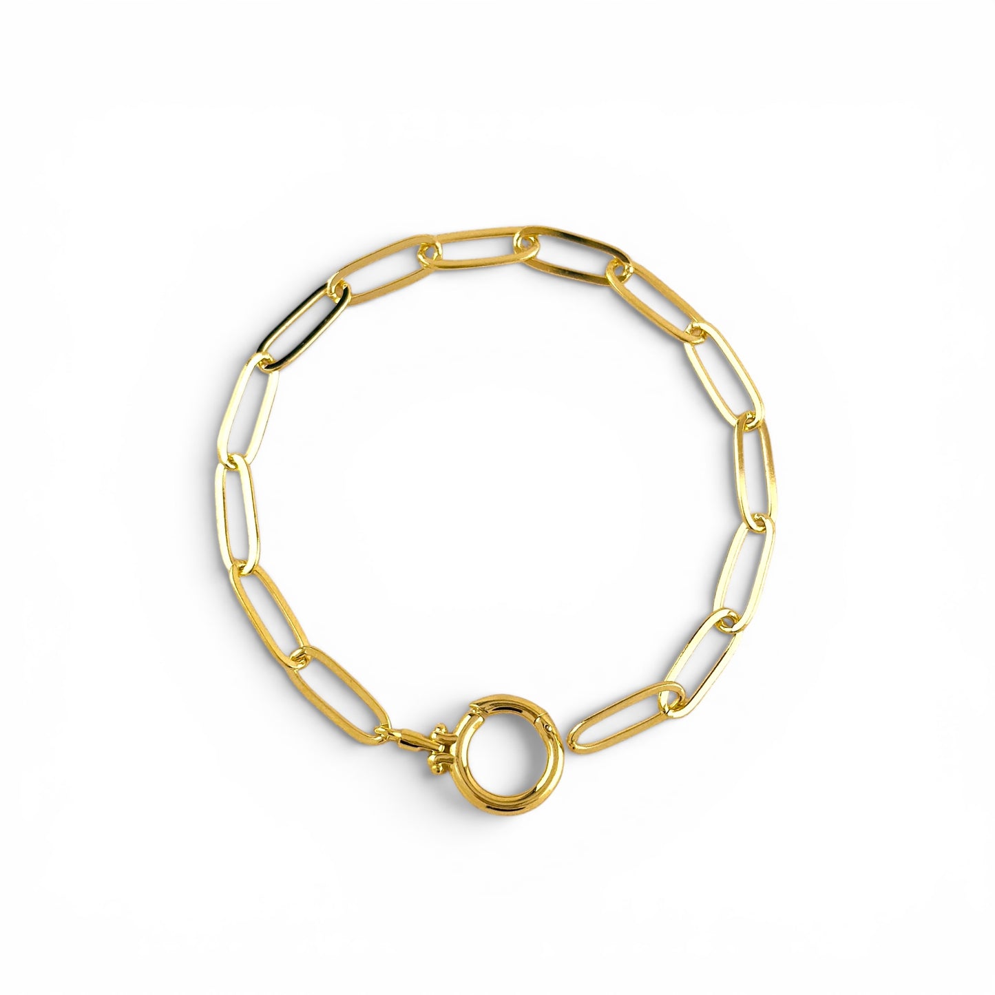 Paperclip Chain Carabiner 18K Gold Filled Bracelet