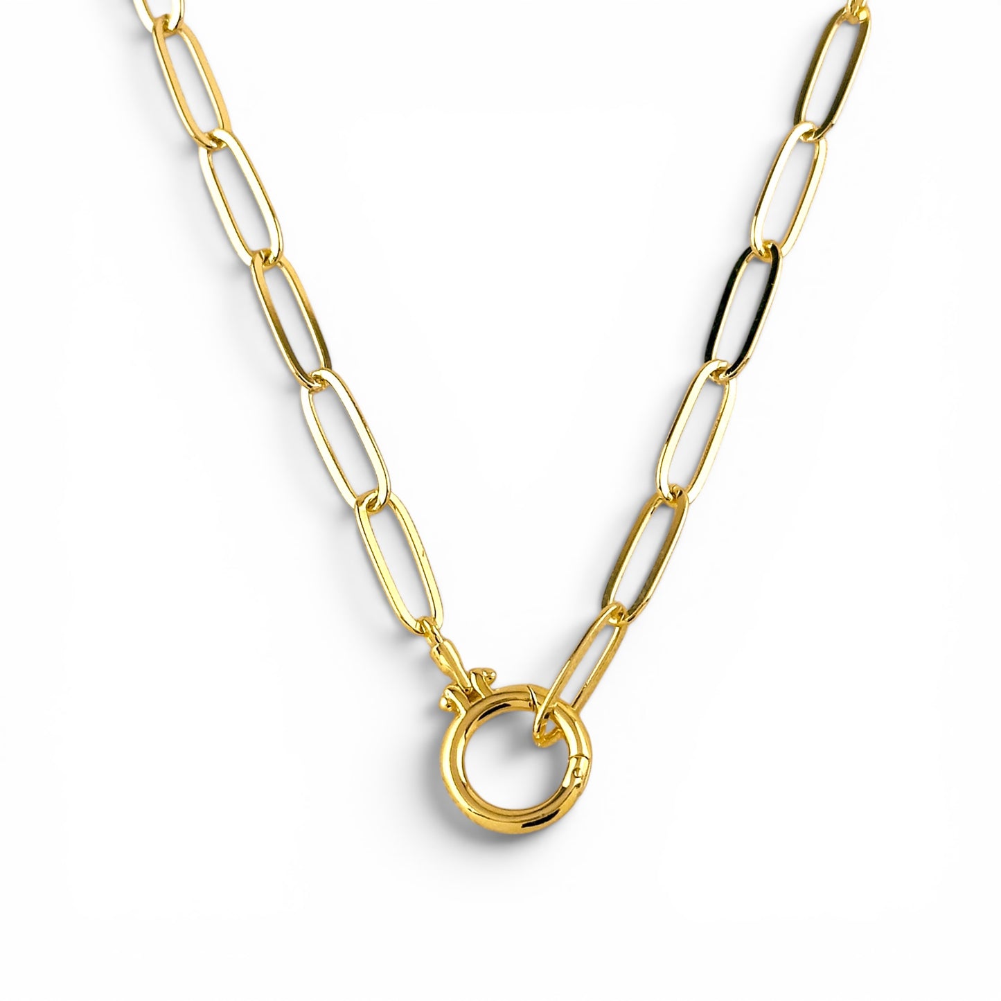 Paperclip Chain Carabiner 18K Gold Filled Necklace