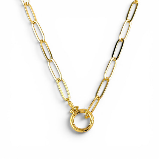 Paperclip Chain Carabiner 18K Gold Filled Necklace